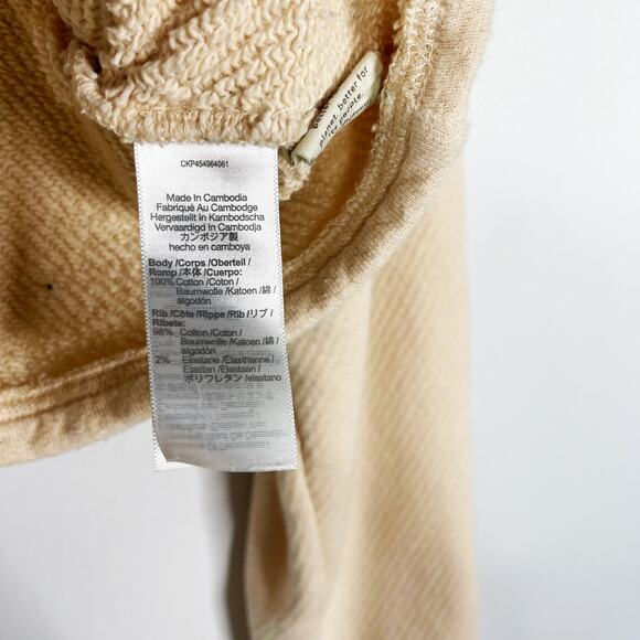 Madewell Medium MWL Airyterry Colorblock Crop Sweatshirt Cream Pink Crew Neck - Picture 10 of 14